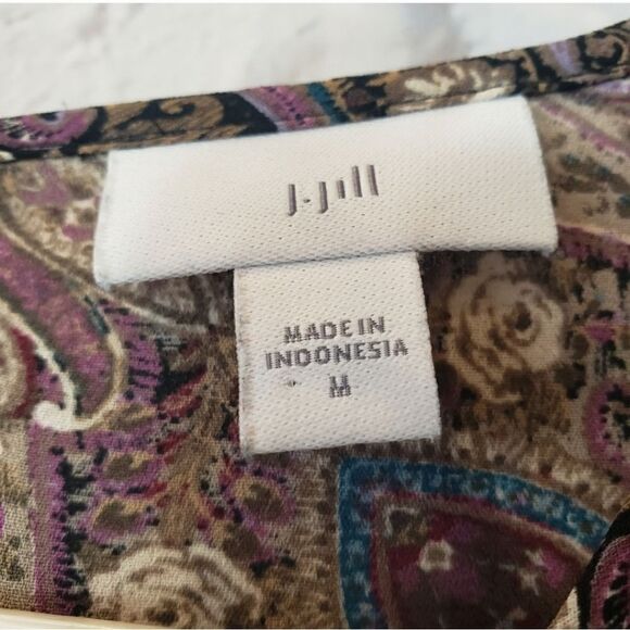 J. JILL Keyhole Front Paisley Blouse Medium - Picture 4 of 8